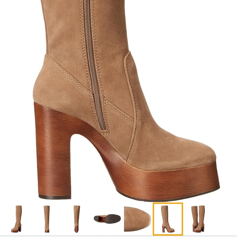 Women's Tan Platform Boots- 8